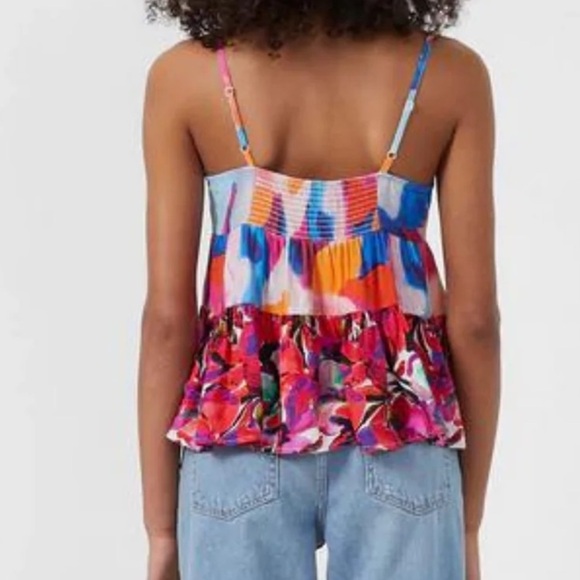 French Connection NWOT Isadora Patched Tiered Tank Top Size 2 Multi Color - Picture 4 of 15